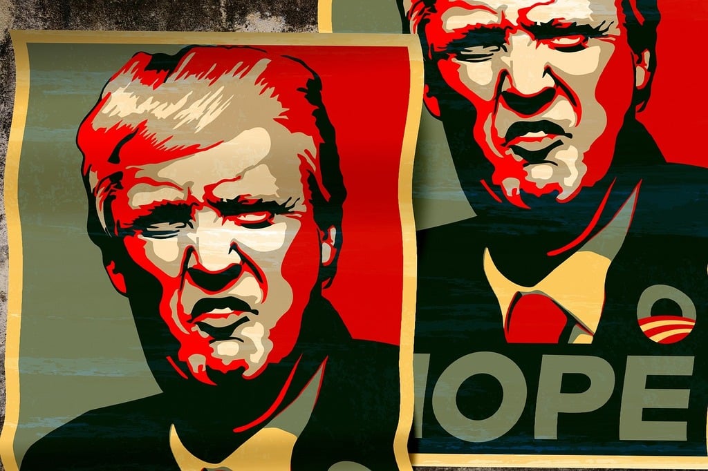 poster with Donald Trump